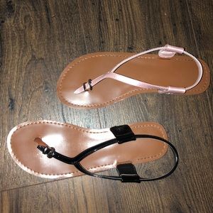 Interchangeable Tops Black and Pink Sandals